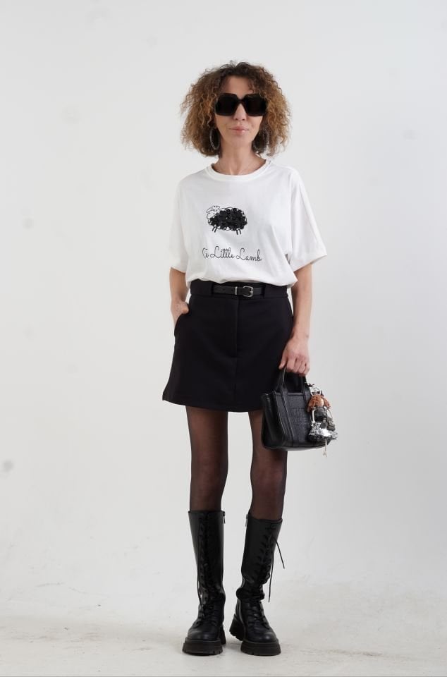Ekru Cute Baskılı Tshirt
