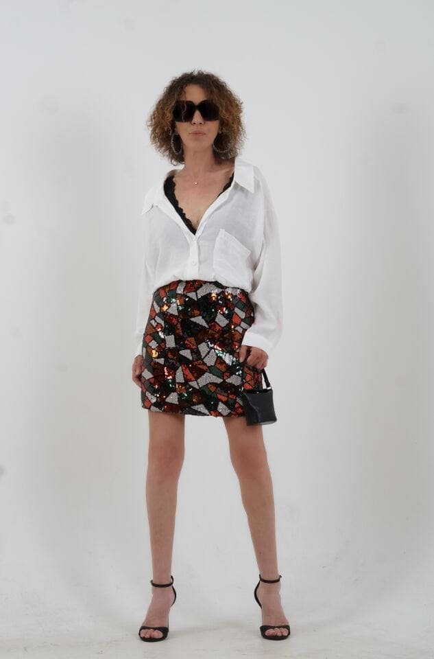 Beyaz Omzu Düşük Oversize Gömlek