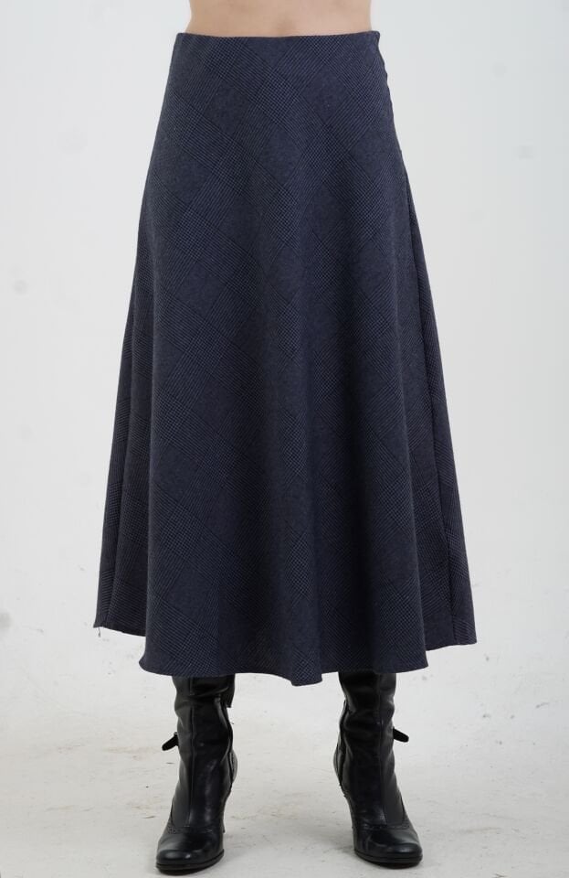 Lacivert Kareli Verev Etek