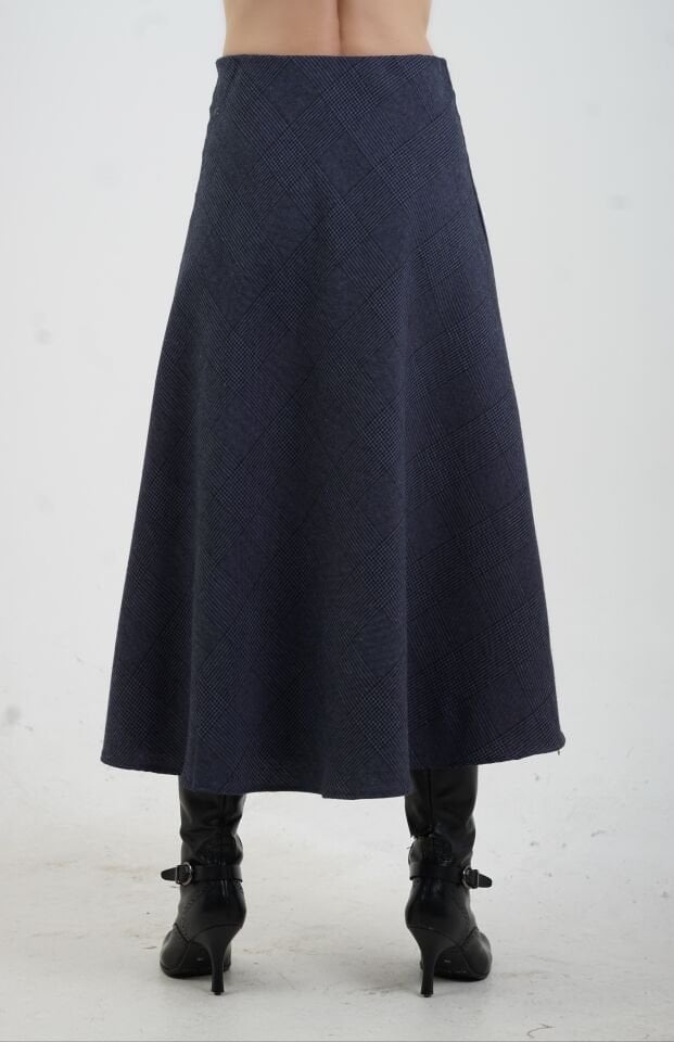 Lacivert Kareli Verev Etek