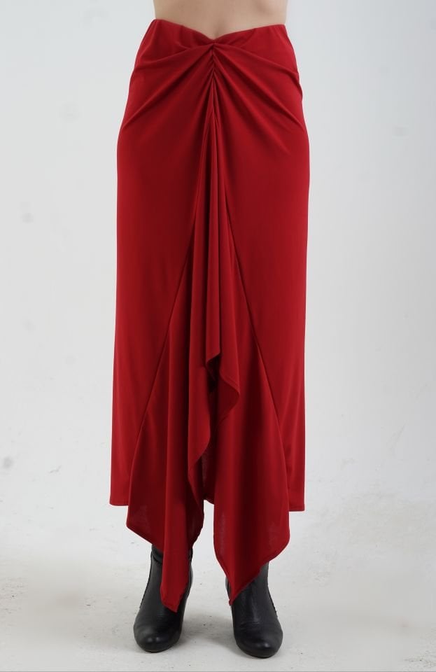 Bordo Önü Fırfırlı Etek