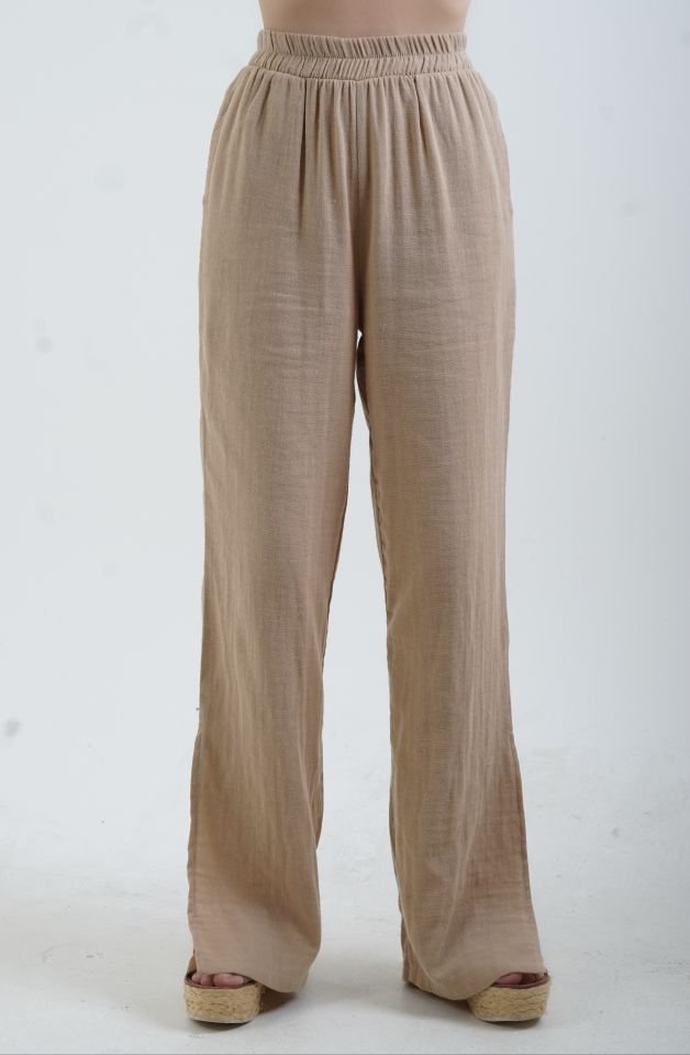 Camel Müslin Gömlek Pantolon Takım