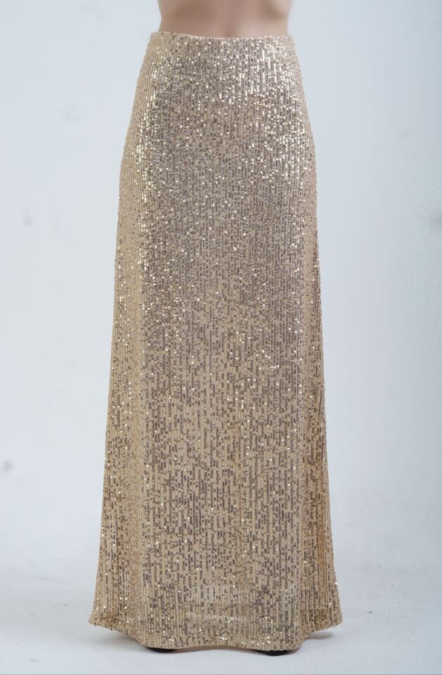 Gold Pul Payet Tam Astarlı Maxi Etek
