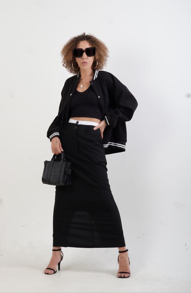 Siyah Kaşe Bomber Ceket