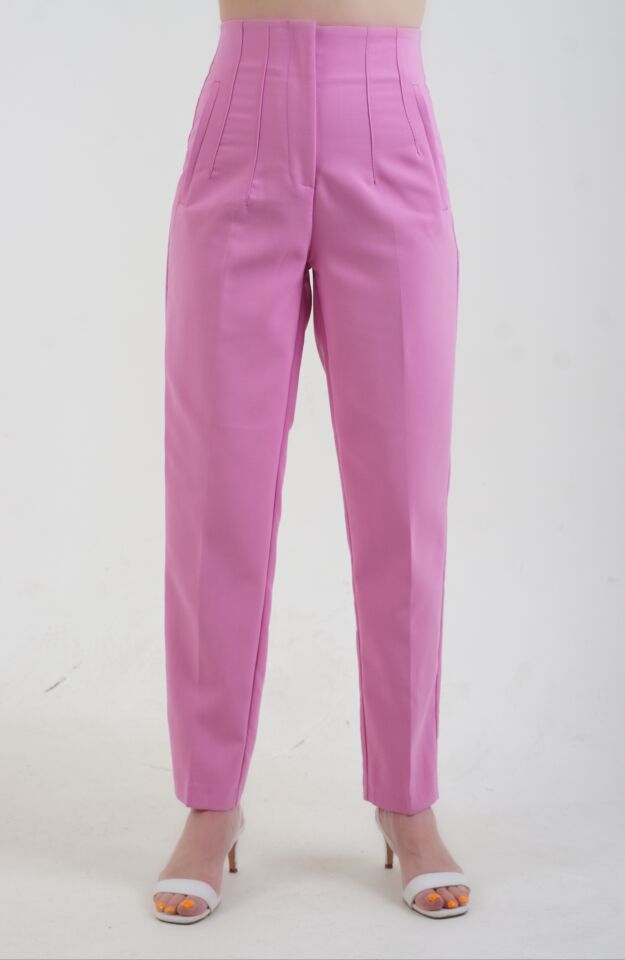 Önü Flatolu Pantolon PEMBE - S