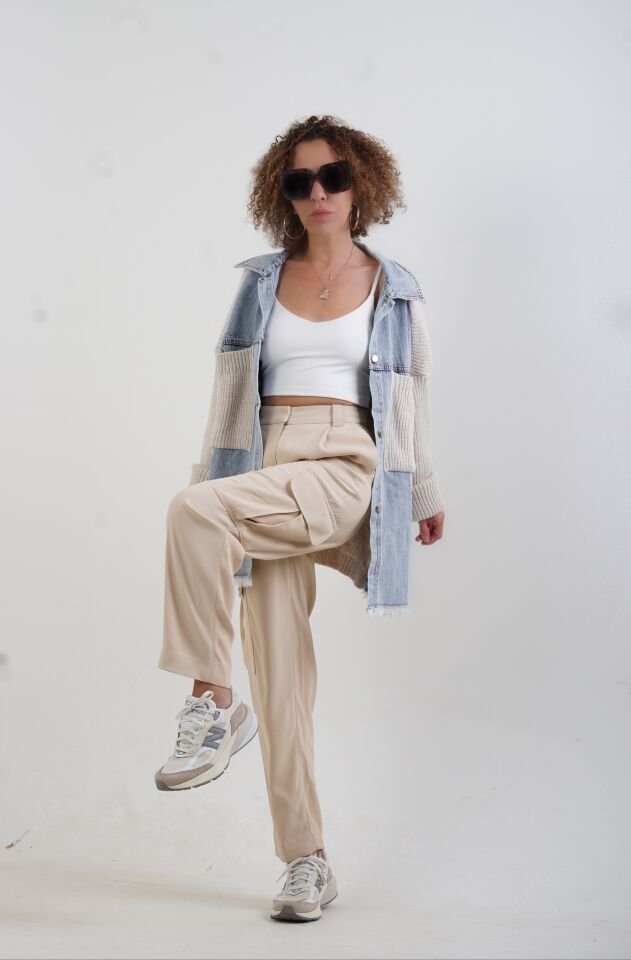 Bej Manhattan Kargo Cepli Pantolon