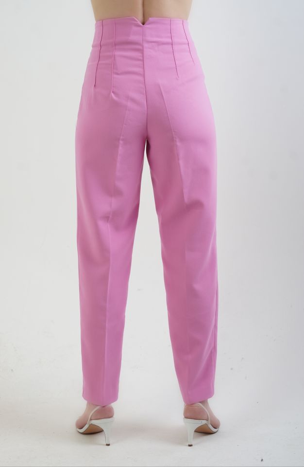 Önü Flatolu Pantolon PEMBE - XL
