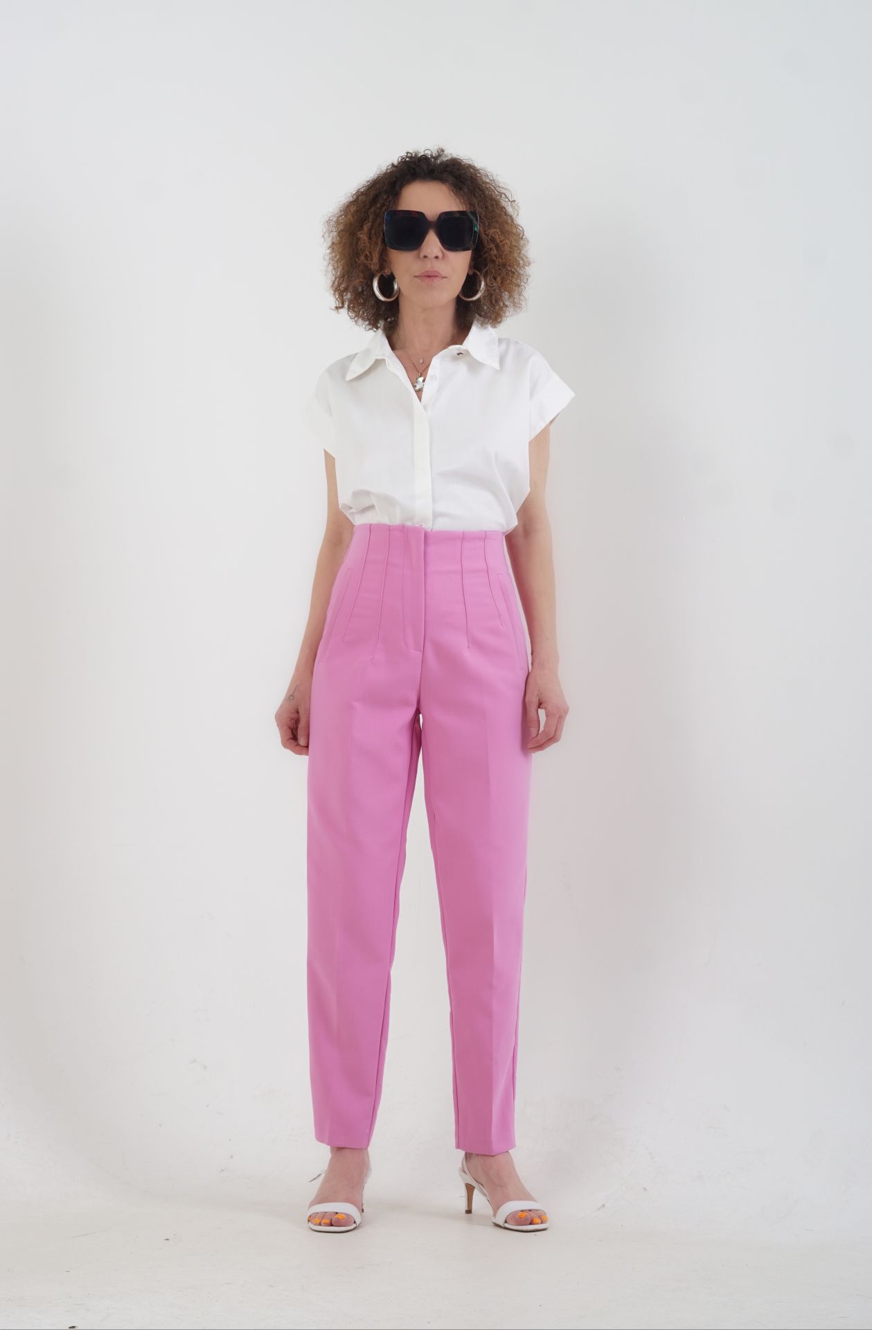 Önü Flatolu Pantolon PEMBE - XS