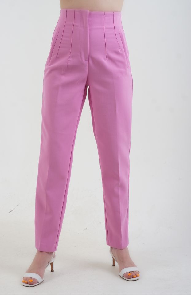 Önü Flatolu Pantolon PEMBE - XS