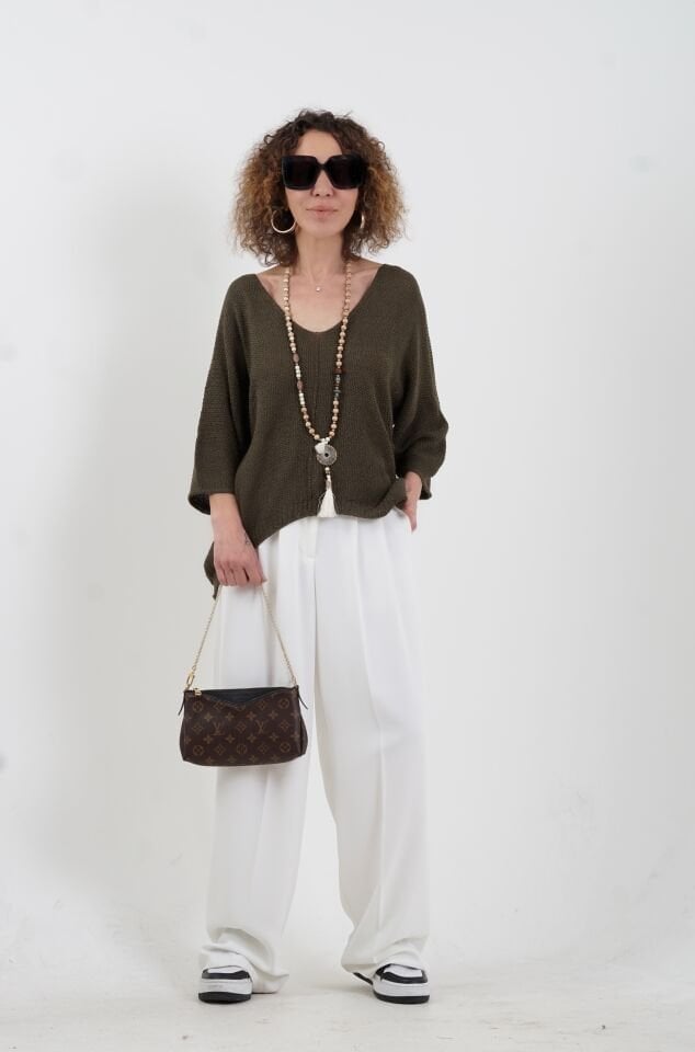 Haki Pike Örgü Triko