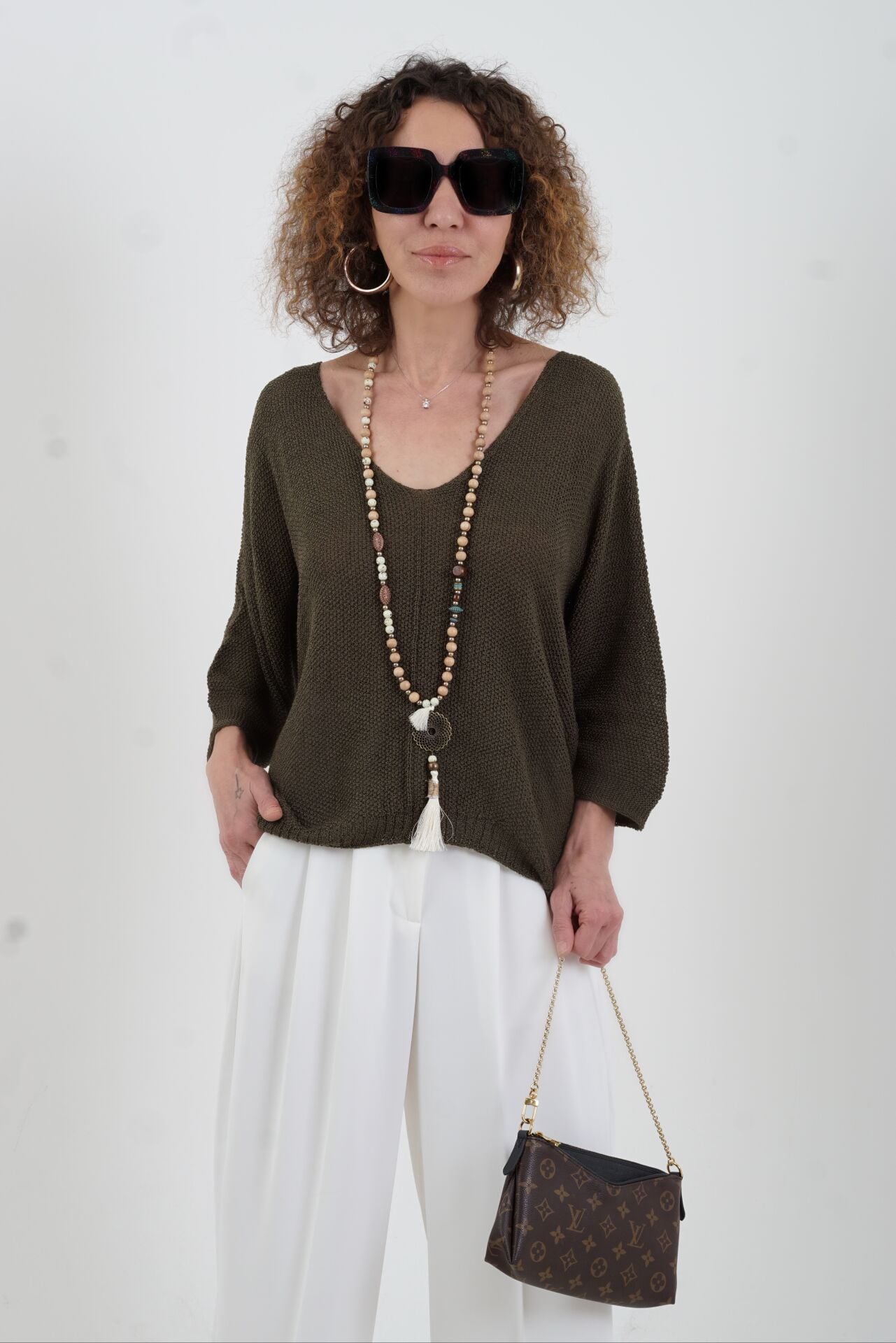 Haki Pike Örgü Triko