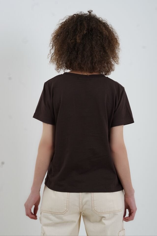 Kahve Artisan Nakışlı Tshirt