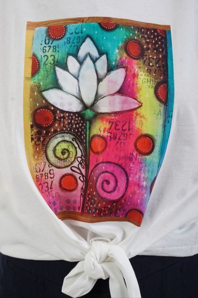 Lotus Baskılı Önü Bağlamalı Tshirt
