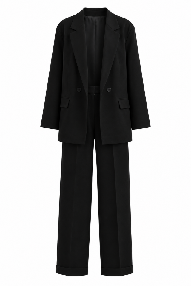 Siyah Premium Oversize Ceket Pantolon Takım