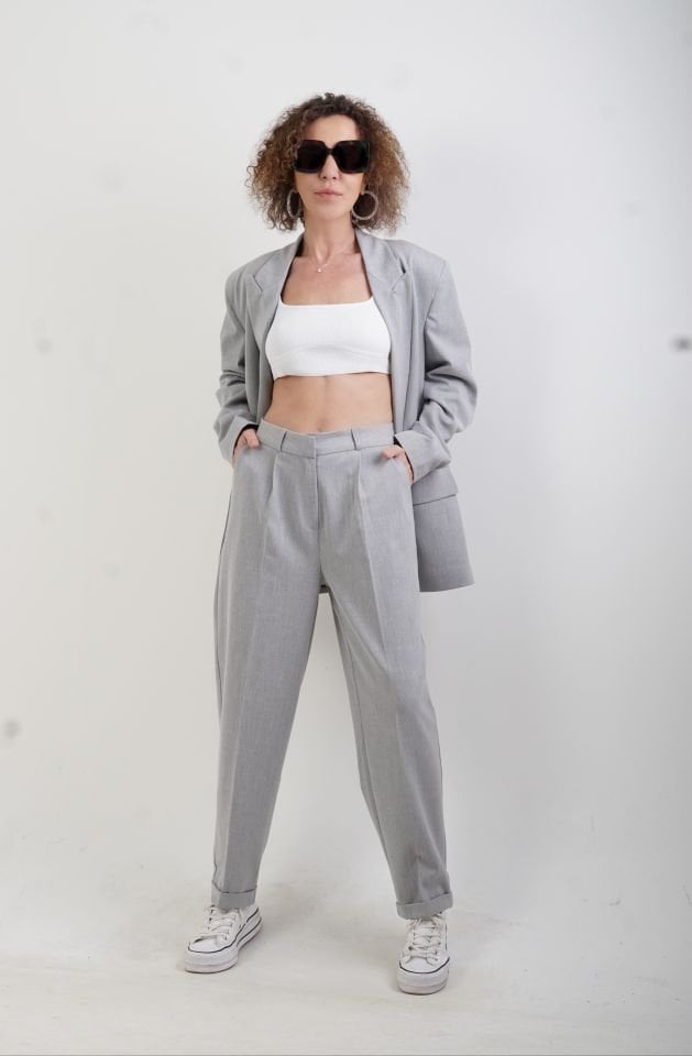 Gri Premium Oversize Ceket Pantolon Takım