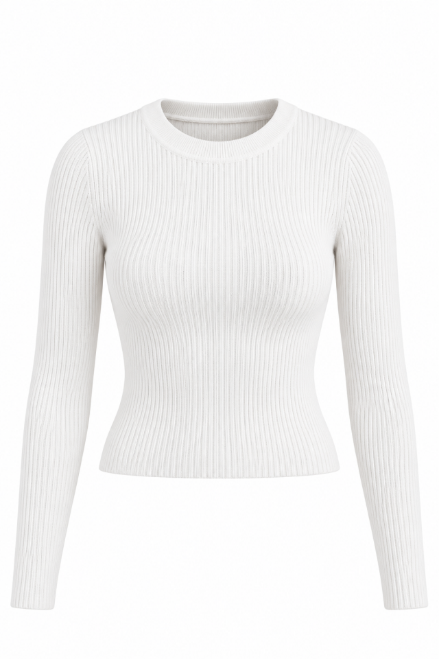 Ekru Fitilli Crop Kazak