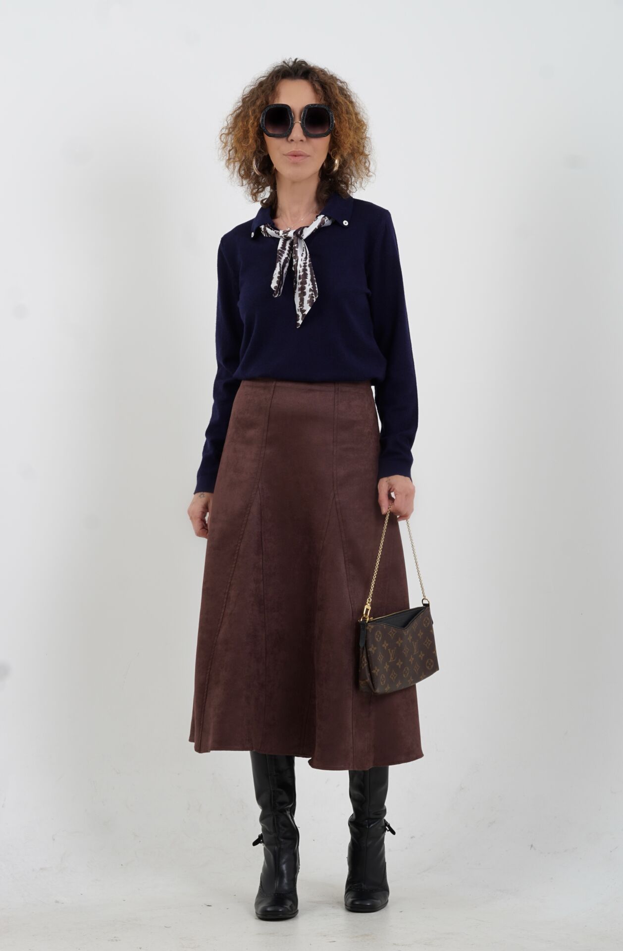 Kahve Suni Süet Etek