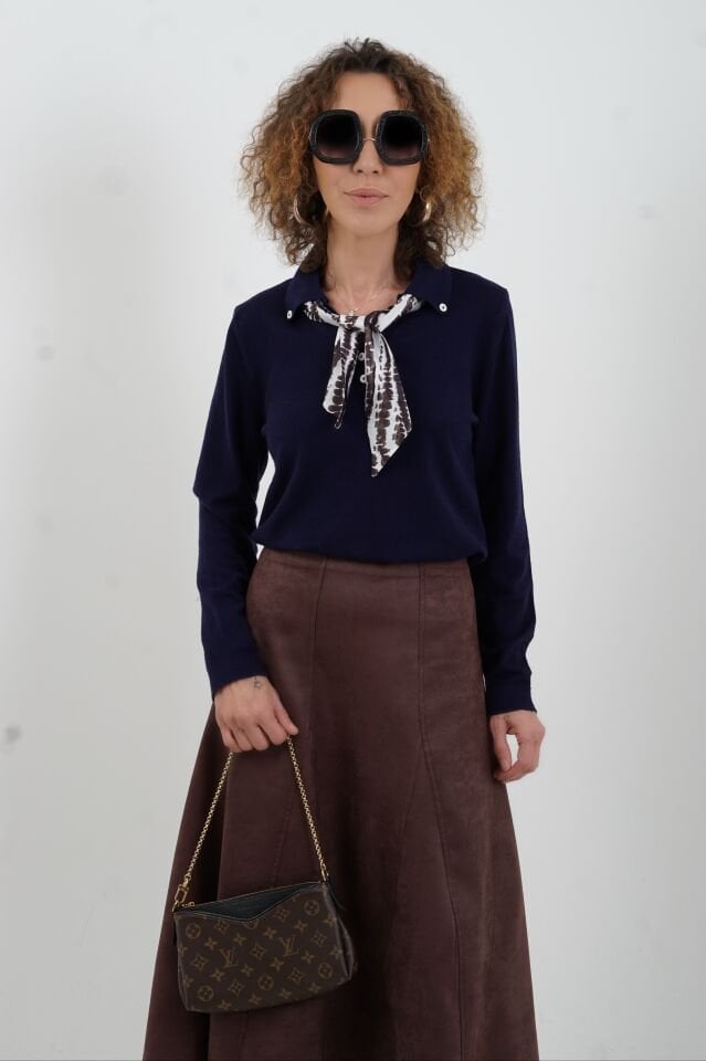 Kahve Suni Süet Etek