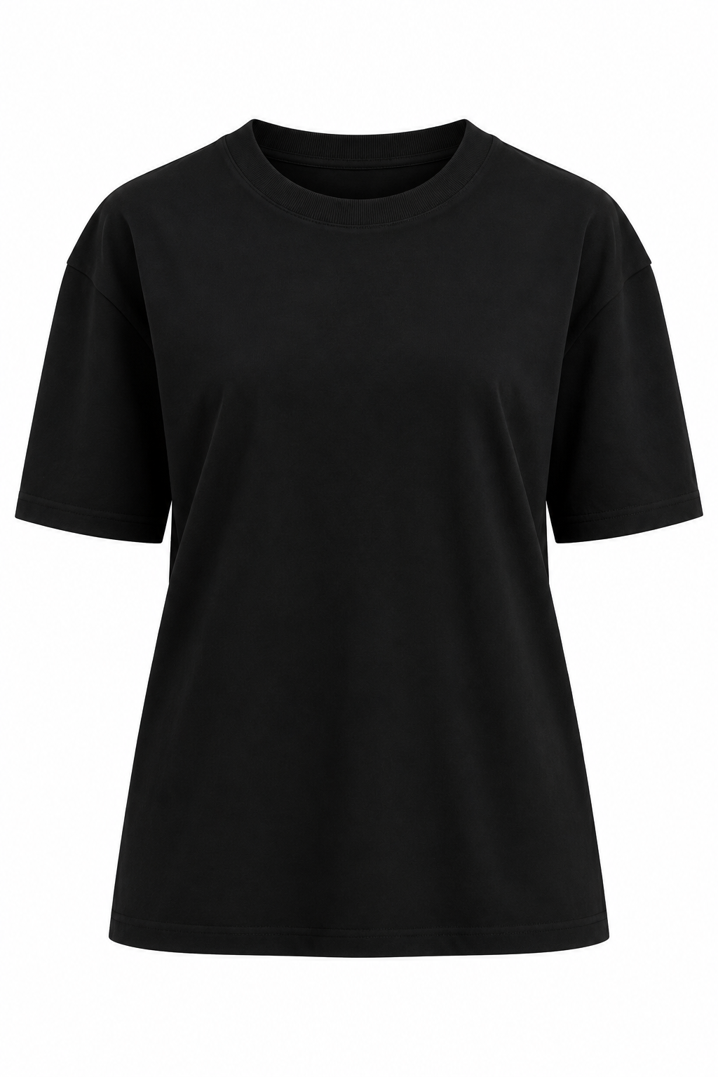 Siyah Özel  Dikişli  Bisiklet Yaka Tshirt