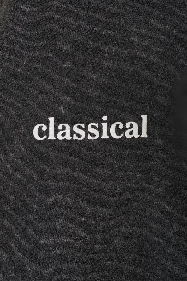 Antrasit Classical Baskılı Soluk Efektli Oversize Tshirt