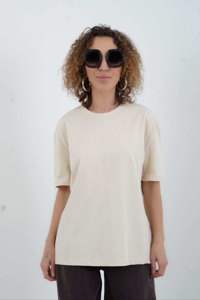 Taş Özel  Dikişli  Bisiklet Yaka Tshirt