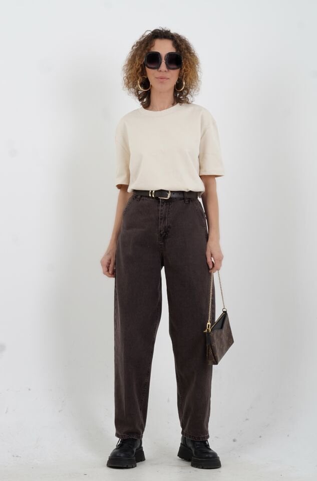 Taş Özel  Dikişli  Bisiklet Yaka Tshirt