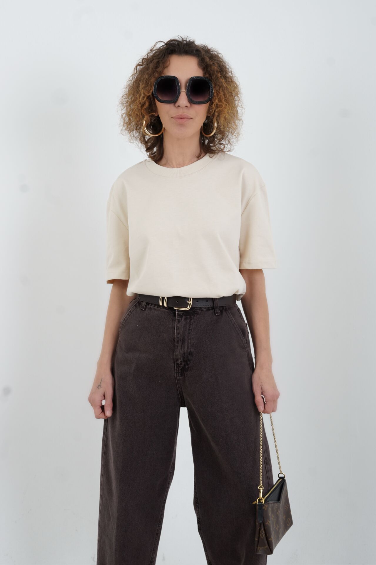 Taş Özel  Dikişli  Bisiklet Yaka Tshirt