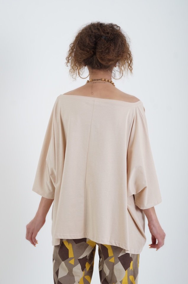 Bej Salaş Kare Tshirt