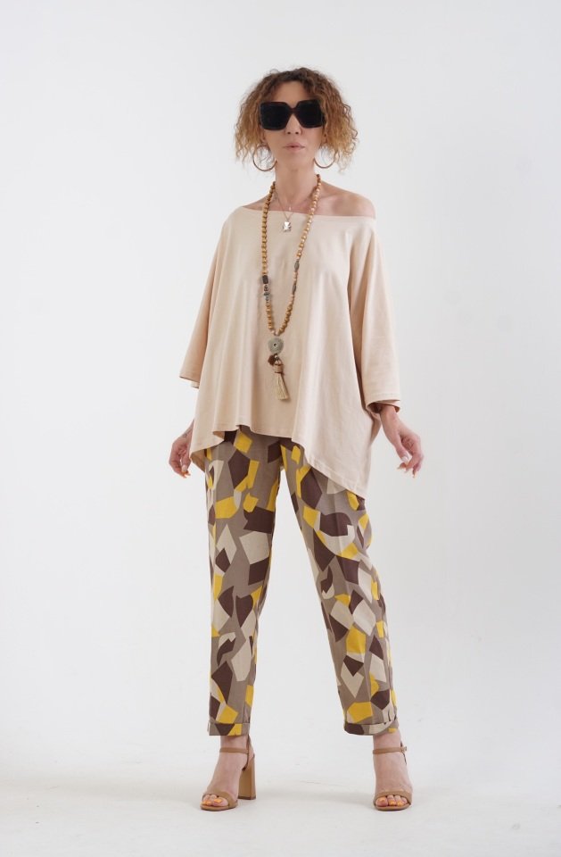 Bej Salaş Kare Tshirt