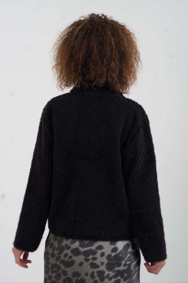 Siyah  Premium Tona Ton Desenli Triko Ceket