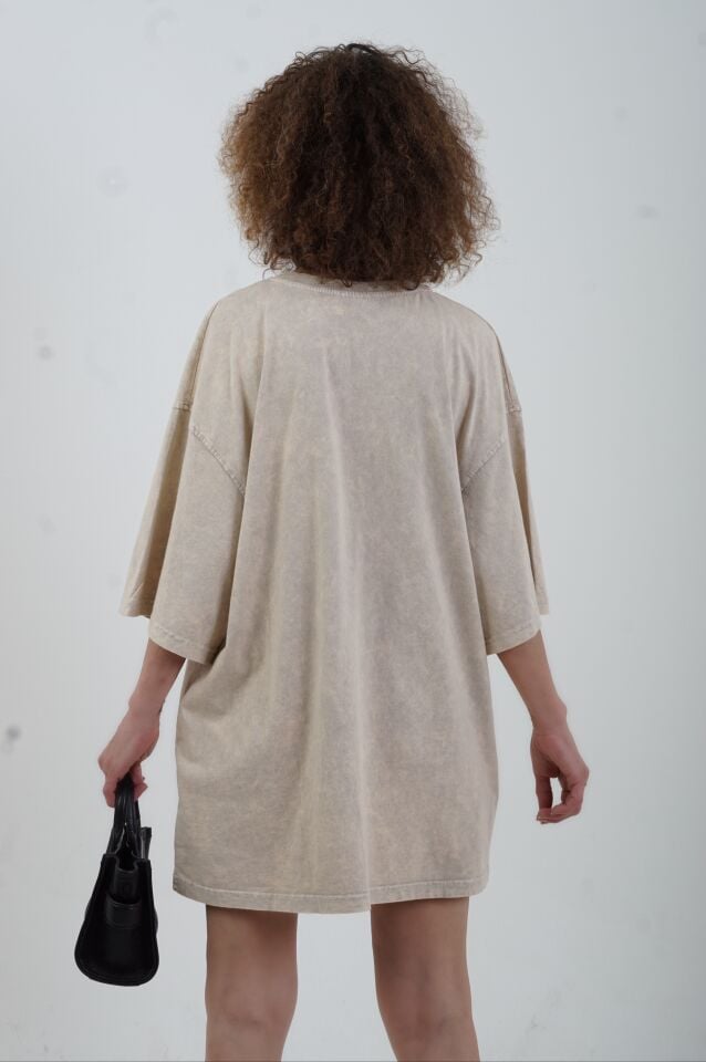 Taş Pls Use It Baskılı Soluk Efektli Oversize Tshirt