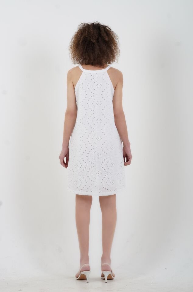 Ekru Neo Halter Yaka Fisto Elbise