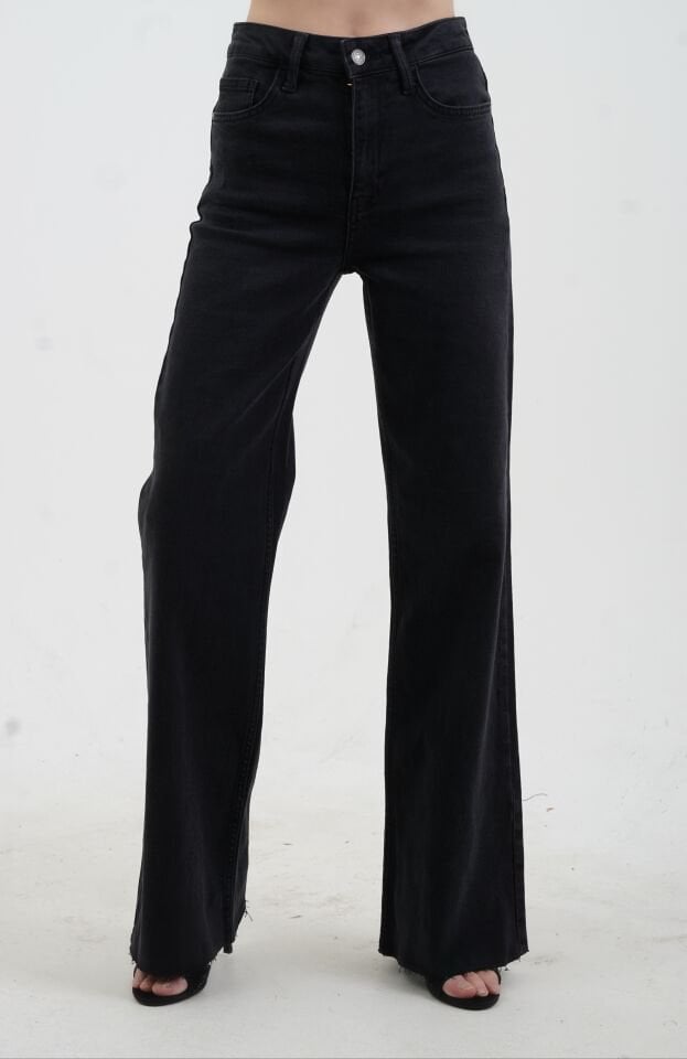 Füme Geniş Paça Denim Pantolon