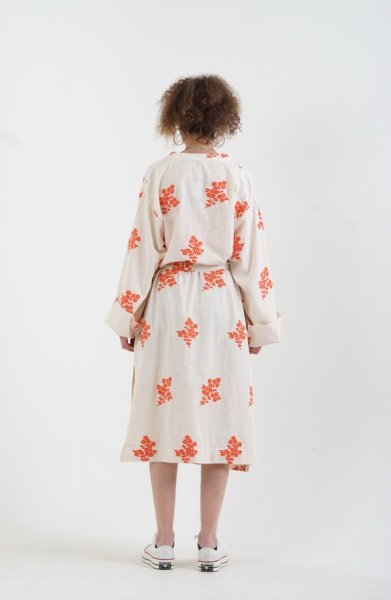 Nar Çiçeği Nakışlı Kimono Ceket