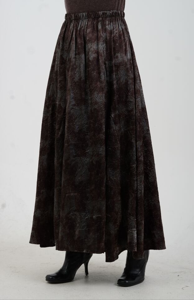 Kahve Füme Işıltılı Crash Efekt Etek