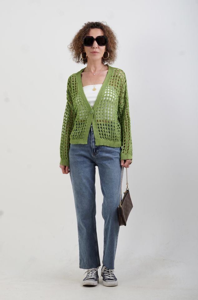 Yeşil Ajurlu Hırka