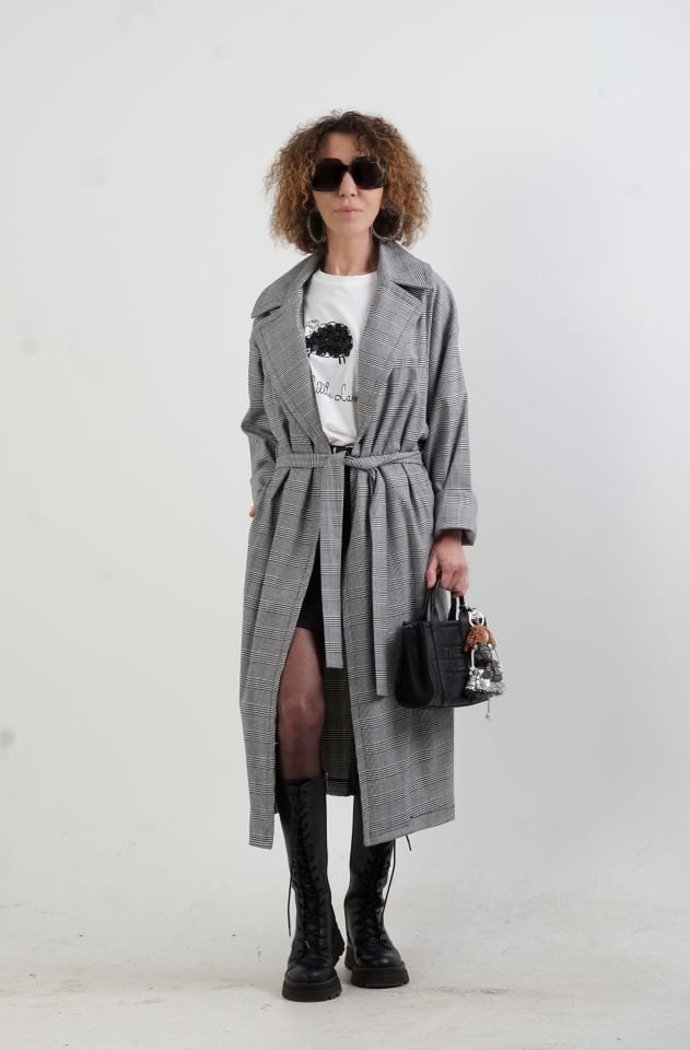 Kazayağı Desenli Trenchcoat