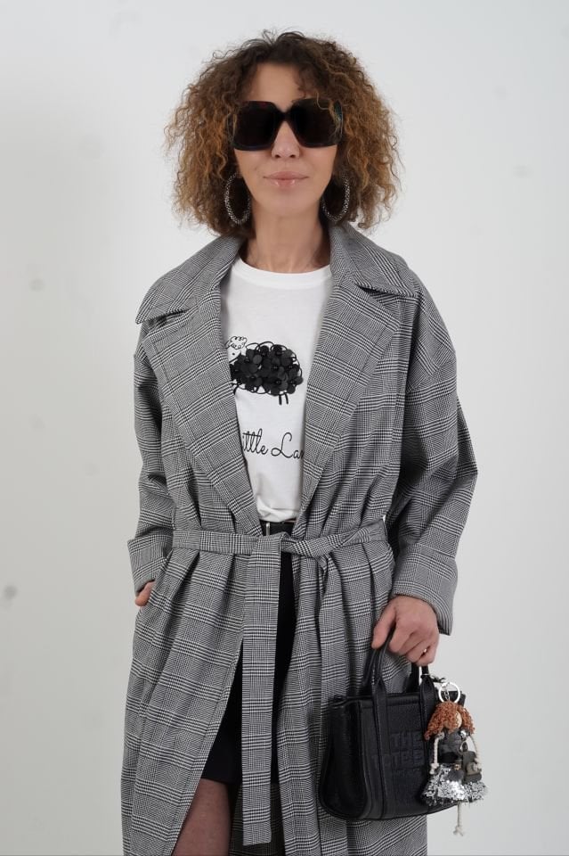 Kazayağı Desenli Trenchcoat