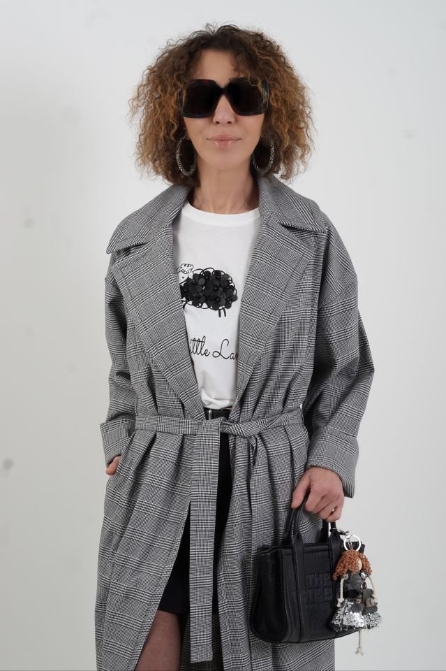 Kazayağı Desenli Trenchcoat