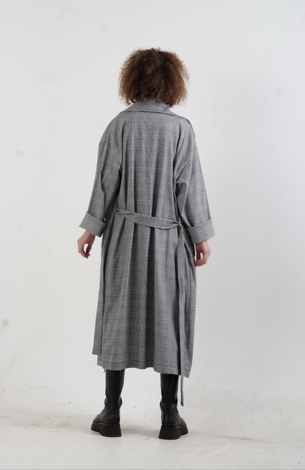 Kazayağı Desenli Trenchcoat