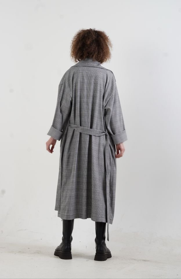 Kazayağı Desenli Trenchcoat