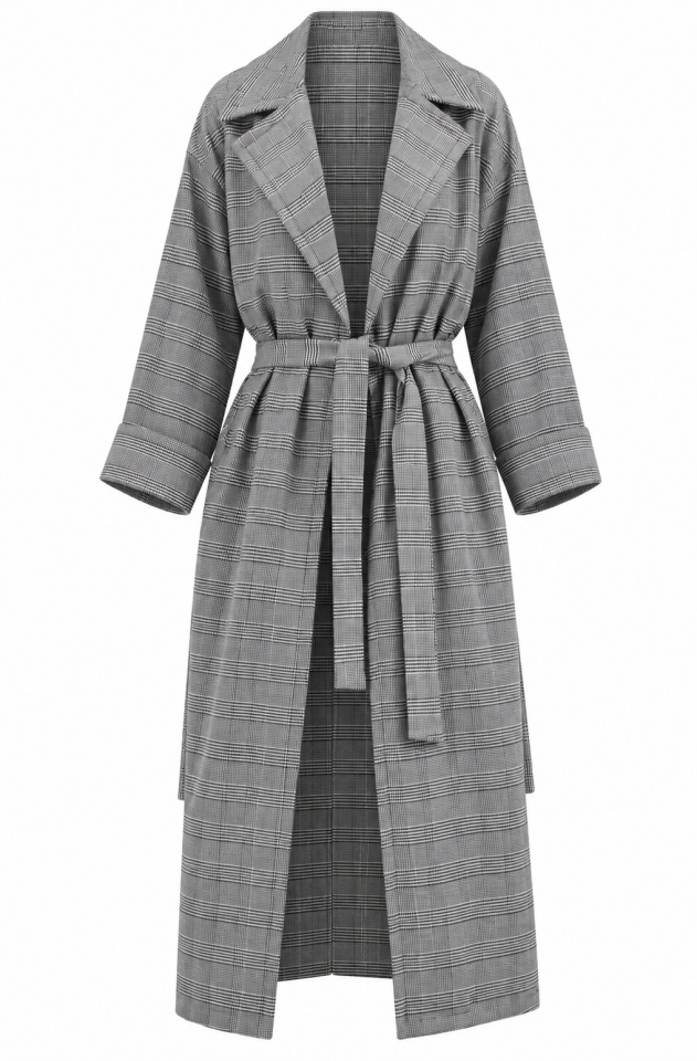 Kazayağı Desenli Trenchcoat