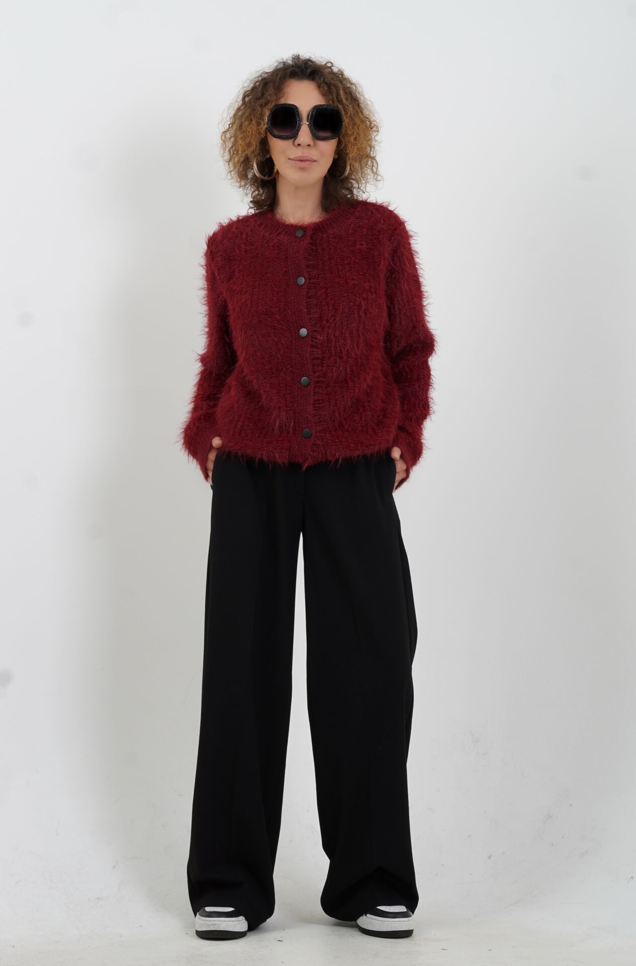 Siyah Yandan  Lastikli Pantolon