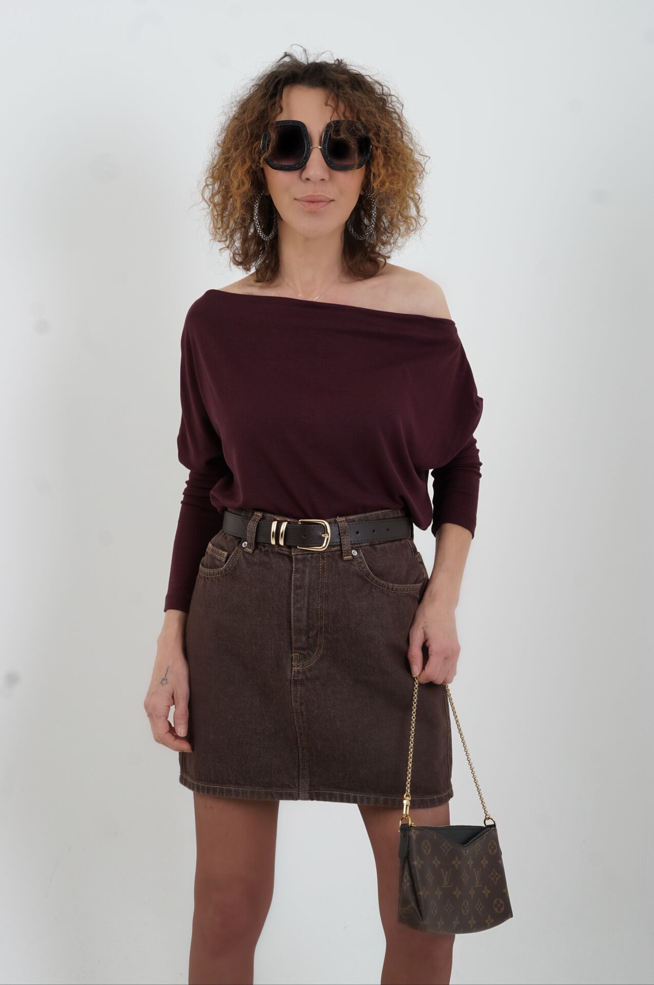 Bordo Kayık Yaka Bluz