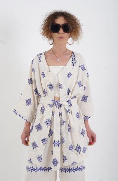 Nakışlı Kimono Pantolon Takım