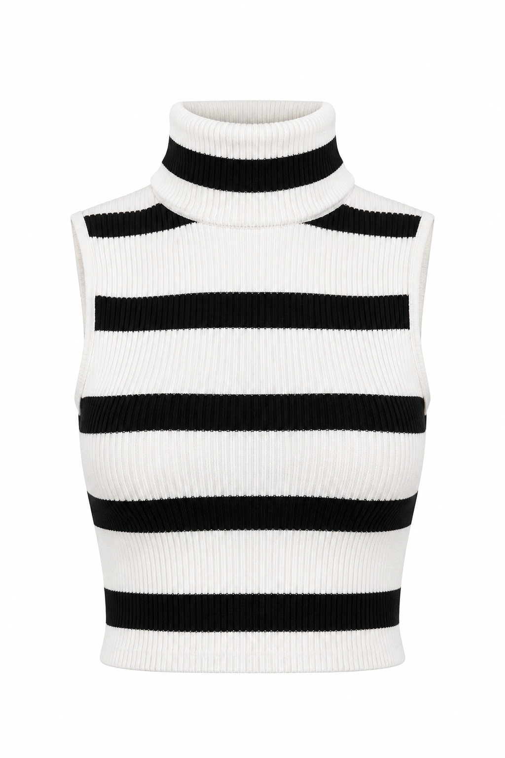 Siyah Çizgili Balıkçı Yaka Kaşkorse Croptop