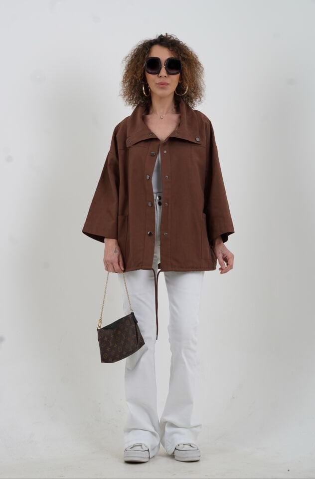 Kahve Çıt Çıtlı  Mont