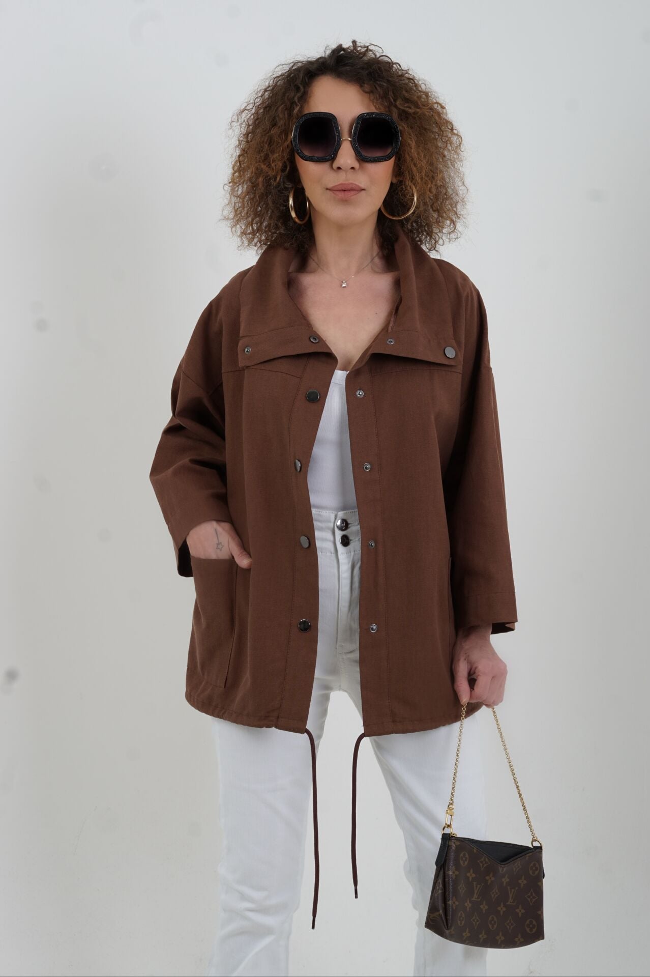 Kahve Çıt Çıtlı  Mont