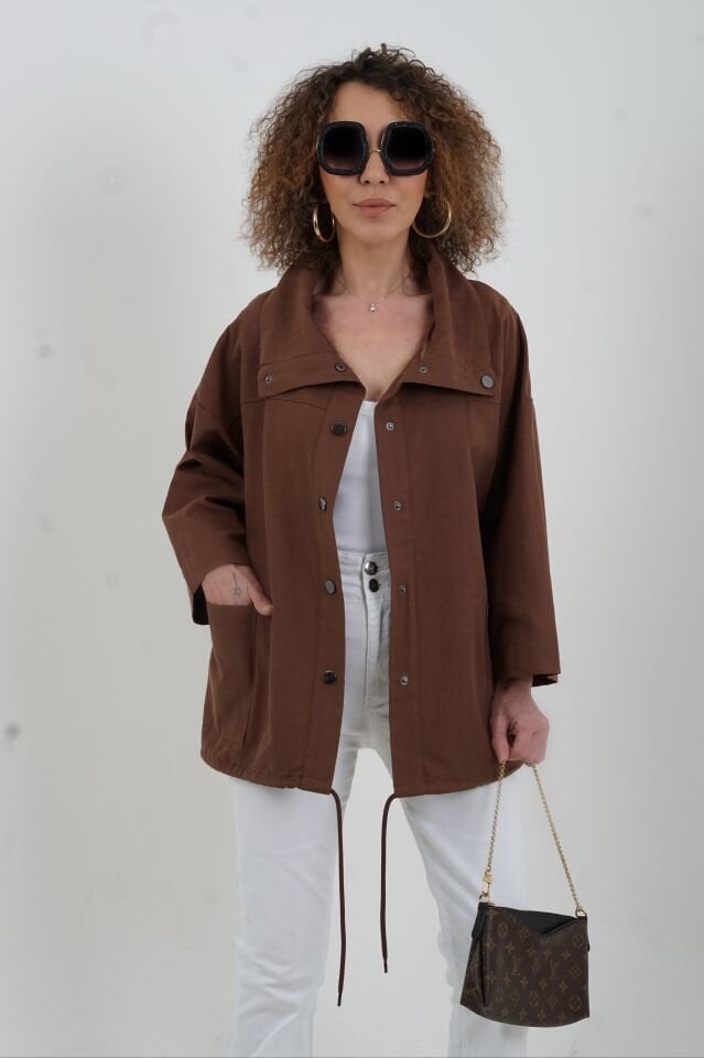 Kahve Çıt Çıtlı  Mont