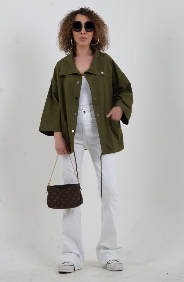 Haki Çıt Çıtlı Mont